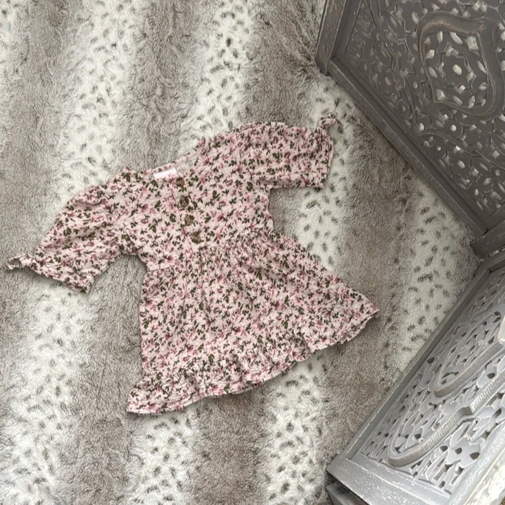 Little Lass floral button-up dress girls 4T pastel garden party girlhoodcore